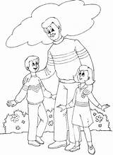 Dad Two Kids Coloring Retro His sketch template