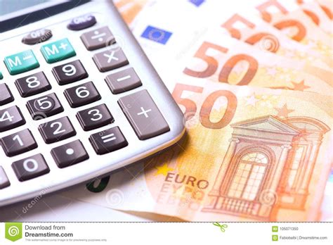 euro money  calculator stock photo image  closeup