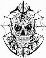 Tattoo Skull Dead Coloring Pages Skulls Mexican Tattoos Angels Designs Demons Adult Sugar Totenkopf Awesome Printable Stencils Books Car Colouring sketch template