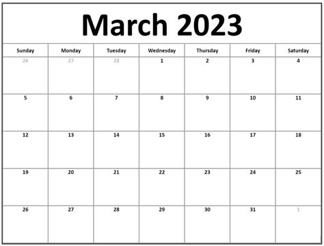 printable march  calendar  holidays