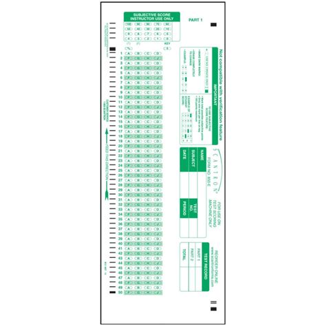 updated  printable scantron answer sheet