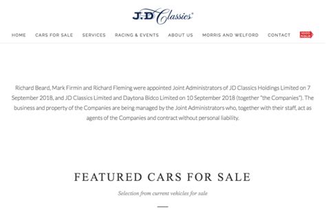 jd classics enters administration classic and sports car