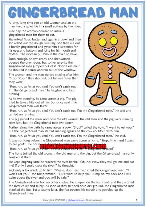 gingerbread man story printable book