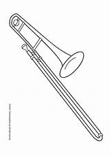 Trombone Coloring Musical Instruments Painting Large Blanco sketch template
