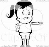 Mad Girl Pointing Clipart Coloring Cartoon Outlined Vector Thoman Cory sketch template