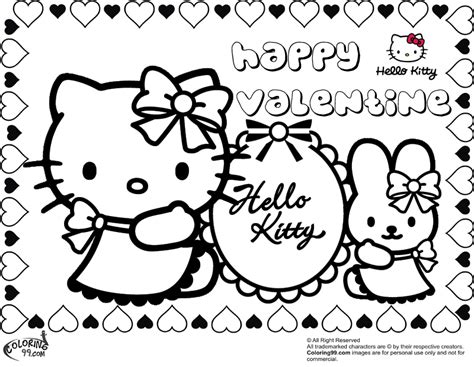 coloring pages  valentines day  kitty top coloring pages
