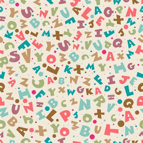 colorful seamless pattern  english letters alphabets stock