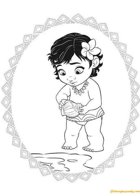 princess moana  baby coloring page  coloring pages