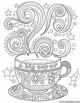 Coloring Pages Coffee Adult Cup Colouring Tea Printable Sheets Food Cups Quote Nope Big Journal Adults Mandala Therapy Print Doodle sketch template