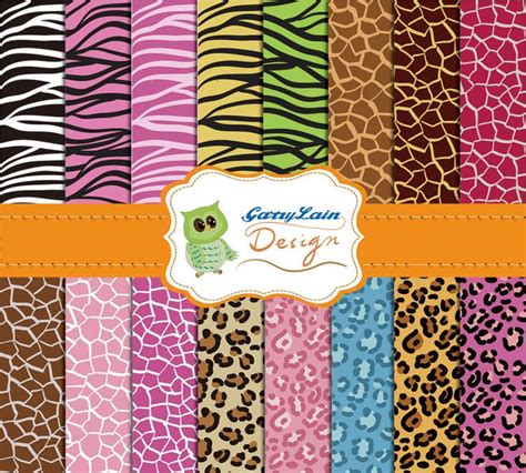 animal digital paper animal print pattern printable animal paper set