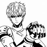 Genos Punch Man Line Drawing Coloring Deviantart Pages Simple Clipartmag sketch template