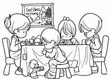 Coloring Dinner Pages Thanksgiving Kids Family sketch template