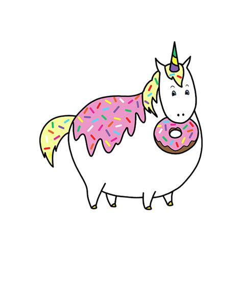 chubby unicorn eating sprinkle doughnut face mask for sale by crista forest