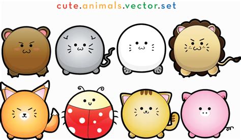 cute  animals set vector