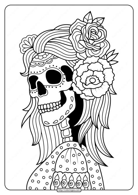 printable day   dead adult coloring pages