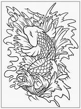 Coloring Pages Koi Adult Fish Adults Japanese Printable Realistic Print Sheets Book Ocean Tattoo Color Drawing Pattern Kids Mandala Flower sketch template