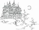 Haunted Coloring House Pages Castle Print Printable Size Kids sketch template