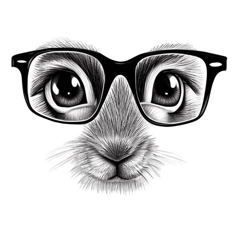 süßes bunny sketch face mit brille · creative fabrica