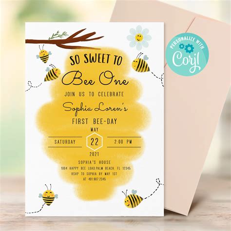 editable bee invitation template
