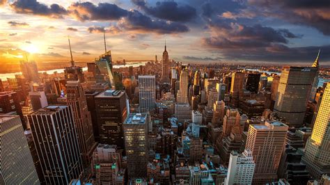 york city sunset city aerial view wallpapers hd desktop