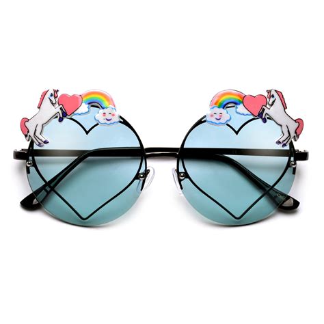 cute unicorn decorated round heart sunglasses sunglass spot
