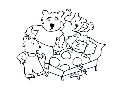 goldilocks    bears mask templates sketch coloring page