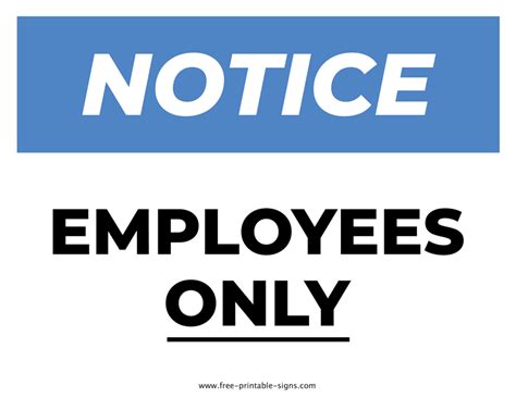 printable employees  sign  printable signs