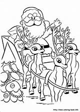 Rudolph Coloring Pages Reindeer Santa Christmas Red Nosed Rudolf Printable Coloriage Kids Sleigh Book Clause Color Sheets Holiday Adult Books sketch template
