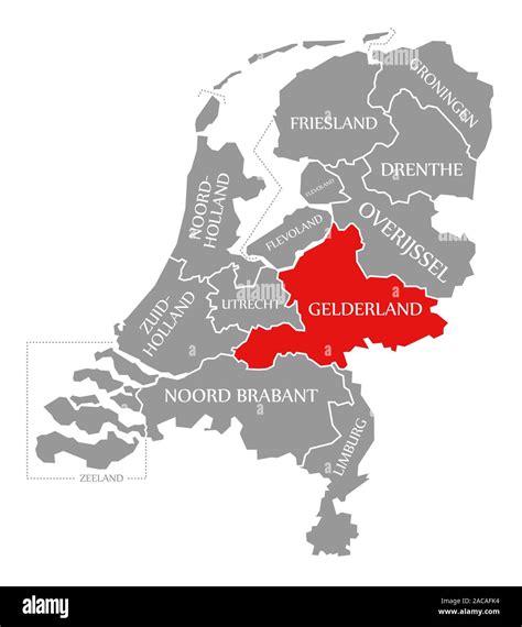 gelderland  rot hervorgehoben karte von niederlande stockfotografie alamy