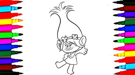 draw poppy dreamworks trolls coloring pages  drawing