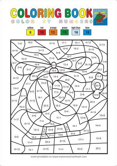 math coloring worksheet addition  subtraction math coloring