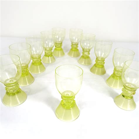 set of eleven 18th century dutch wine glasses “roemers