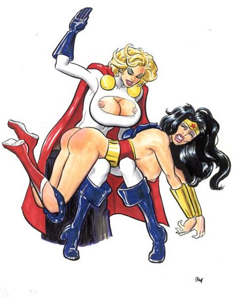 power girl and wonder woman superhero spanking and paddling sorted luscious