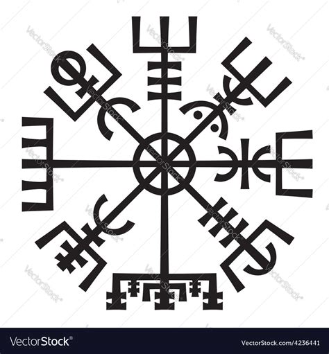 vegvisir  magic compass  vikings runic vector image