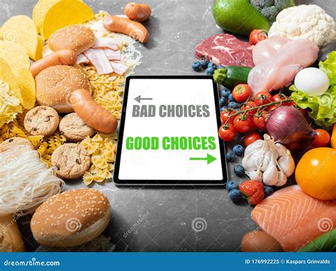 healthy  unhealthy food stock image cartoondealercom