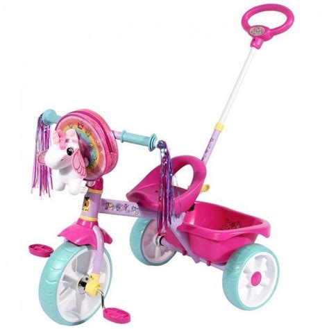 triciclo trixie unicorn with plush deluxe pushbar trike oferta en sears