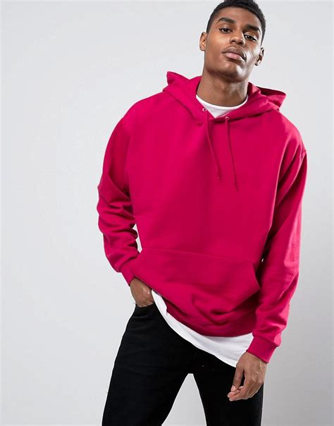 lyst asos oversized hoodie  pink  pink  men
