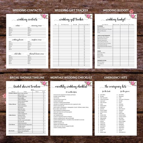wedding planner  printable browse    collections