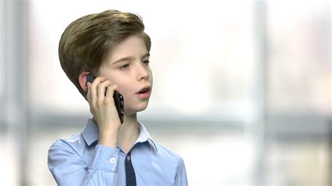 close  child talking  phone child  stock footage sbv