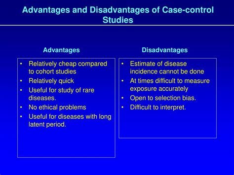 advantages  disadvantages  case control study