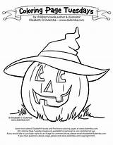 Coloring Pumpkin Halloween Witchy Tuesday Dulemba Ready October Time sketch template