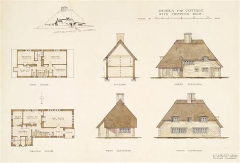 design   thatched cottage perspective plans sections  elevations riba pix