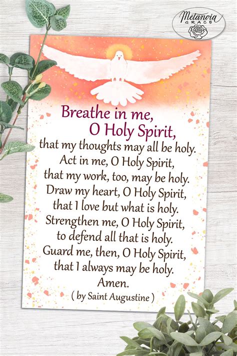 breathe    holy spirit printable holy spirit prayer  etsy