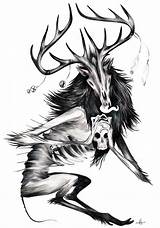 Wendigo Mythical Demon Creature Nataliehall Mythological Cryptid Concept sketch template