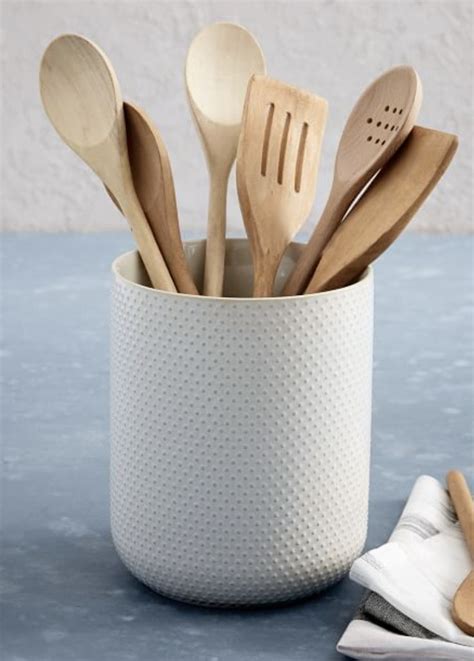 textured utensil holder   ceramic kitchen utensil holder