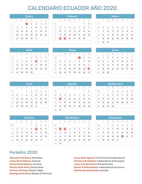 calendario de ecuador ano feriados