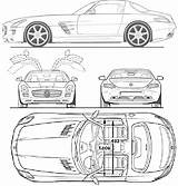 Mercedes Sls Blueprints Blueprint Coupe sketch template