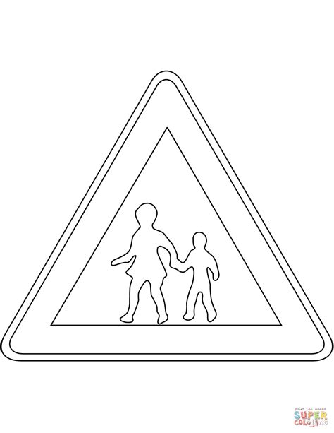 children crossing  sign  south korea coloring page