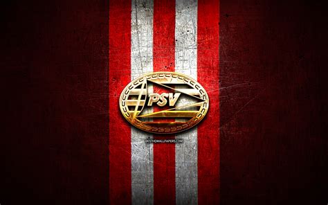 wallpapers psv eindhoven golden logo eredivisie red metal background football psv