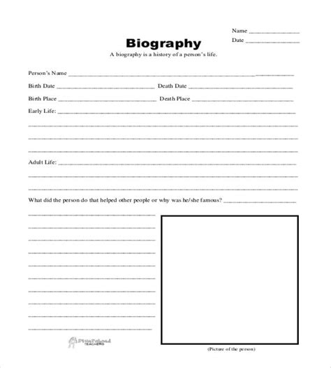 printable biography template